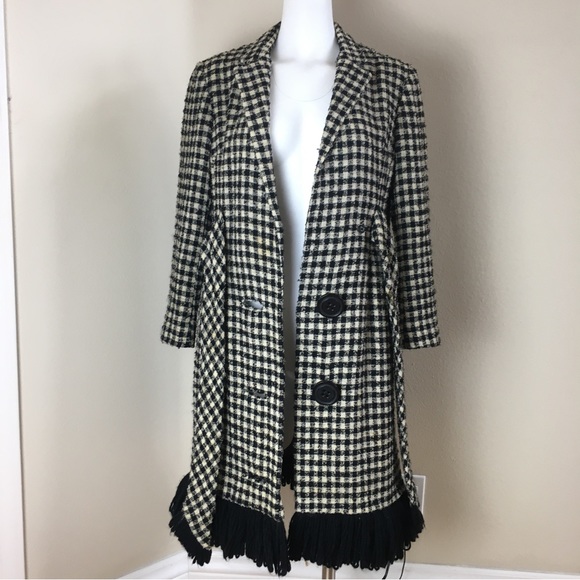 Vintage 60s Coat Black White Checks Small Mam’selle by Betty Carol retro buttons - Picture 3 of 9